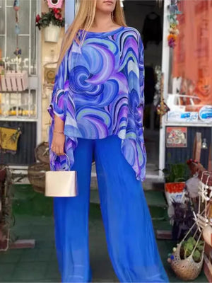 Conjunto Feminino de Chiffon Azul 4