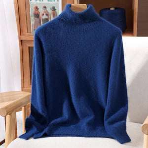 Suéter em Cashmere Gola Alta Azul Marinho 18