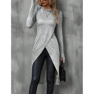 Blusa Feminina Longa Assimétrica Cinza 6