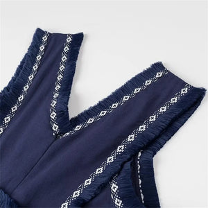 Vestido Longo Bordado Azul Marinho 05