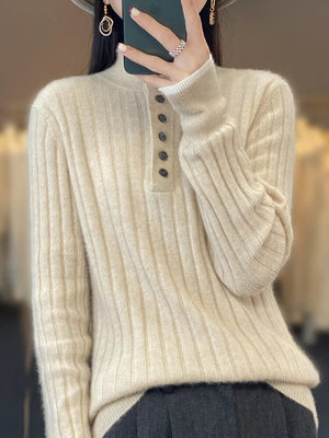 Suéter Casual com Botões Creme 3