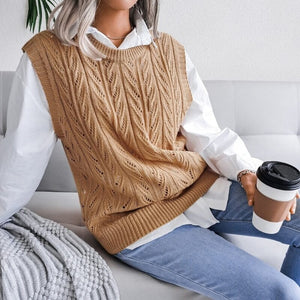 Colete Feminino de Tricot Marrom 3