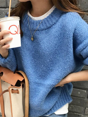 Suéter Feminino de Tricot Oversized Azul 4