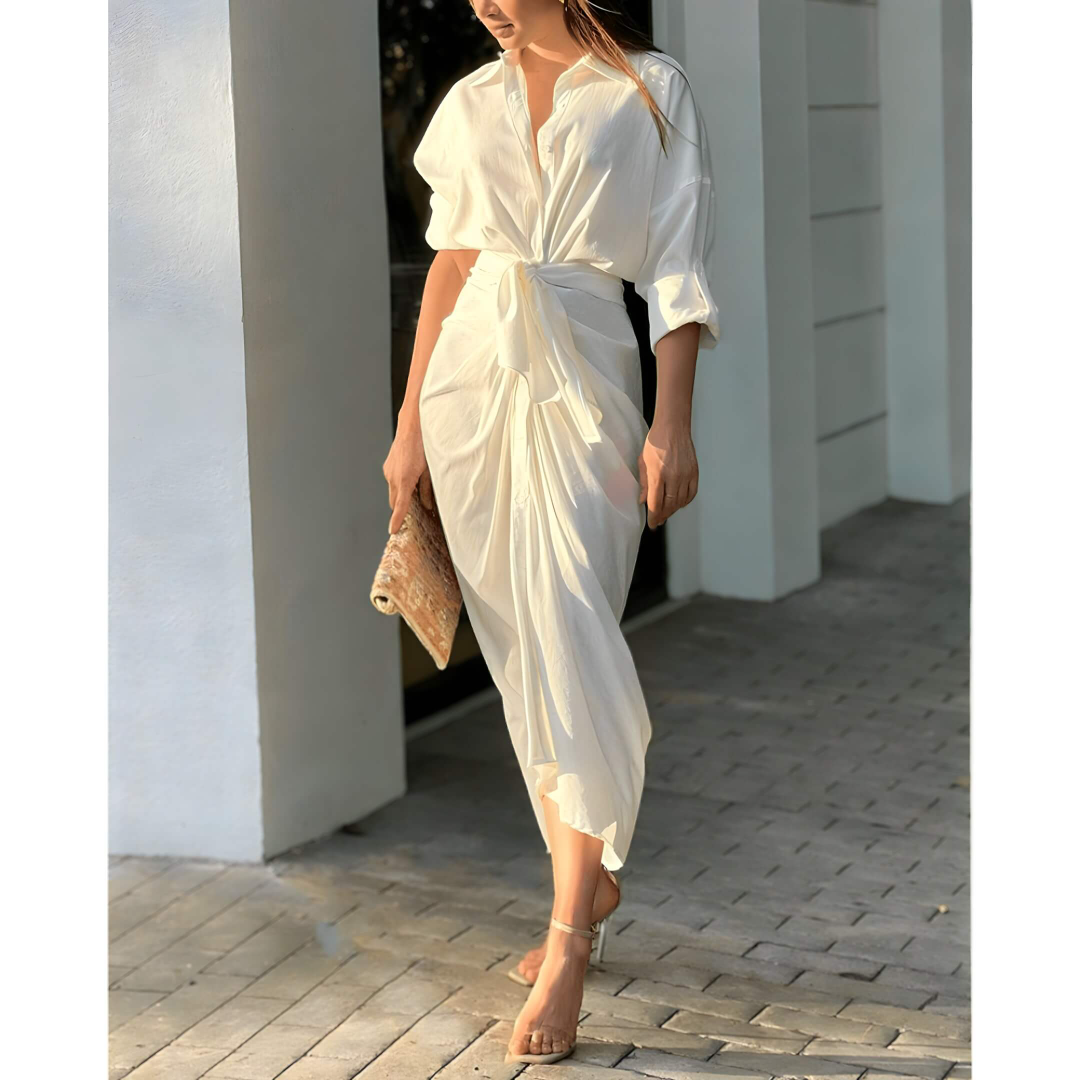 Vestido Mídi com Abotoamento Branco 2