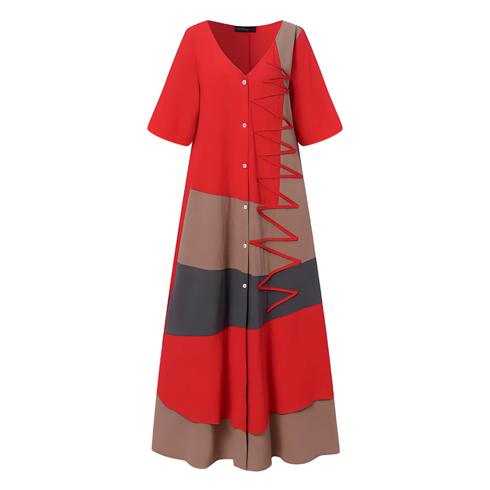Vestido Longo com Abotoamento Vermelho 5