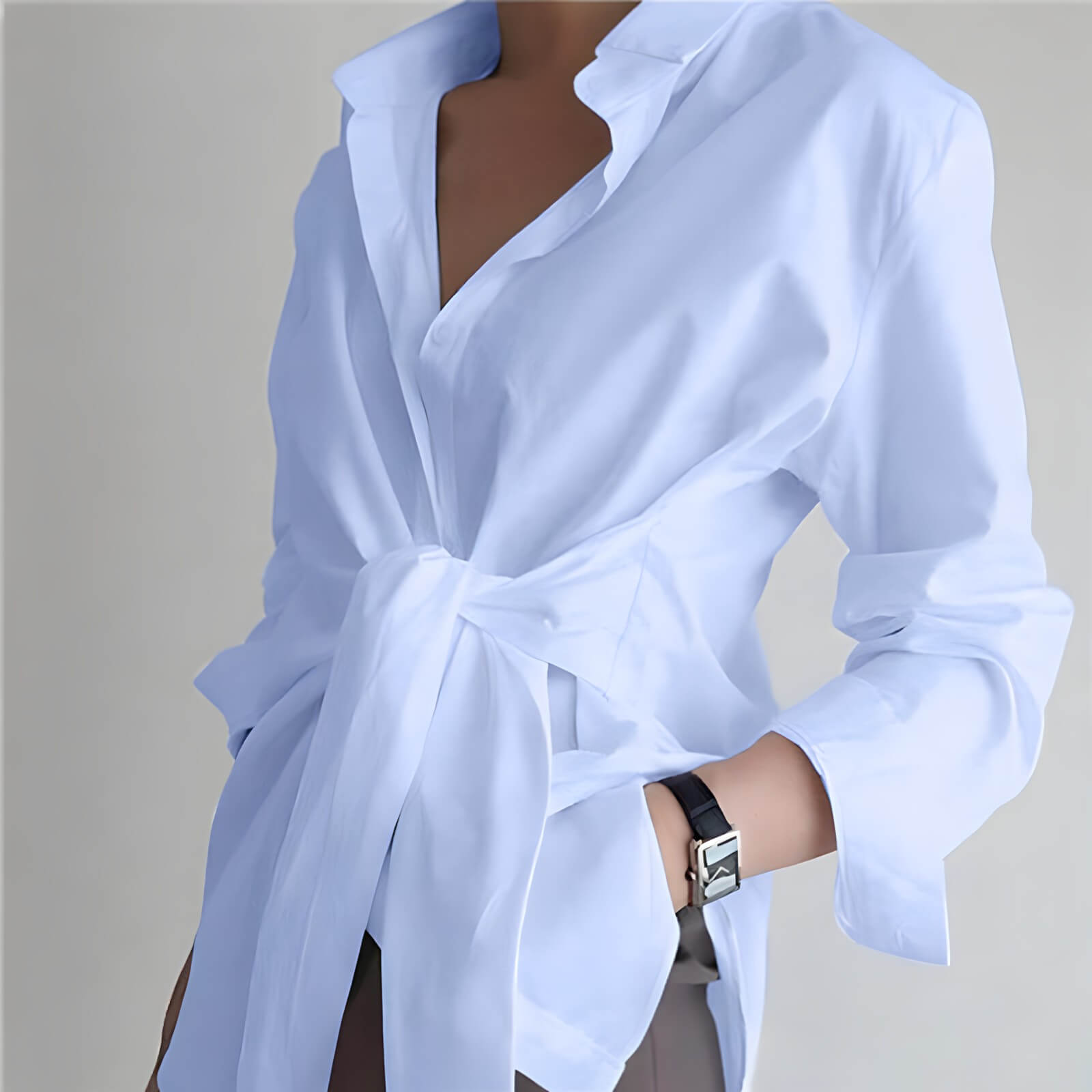Camisa com Amarração Azul Claro 2