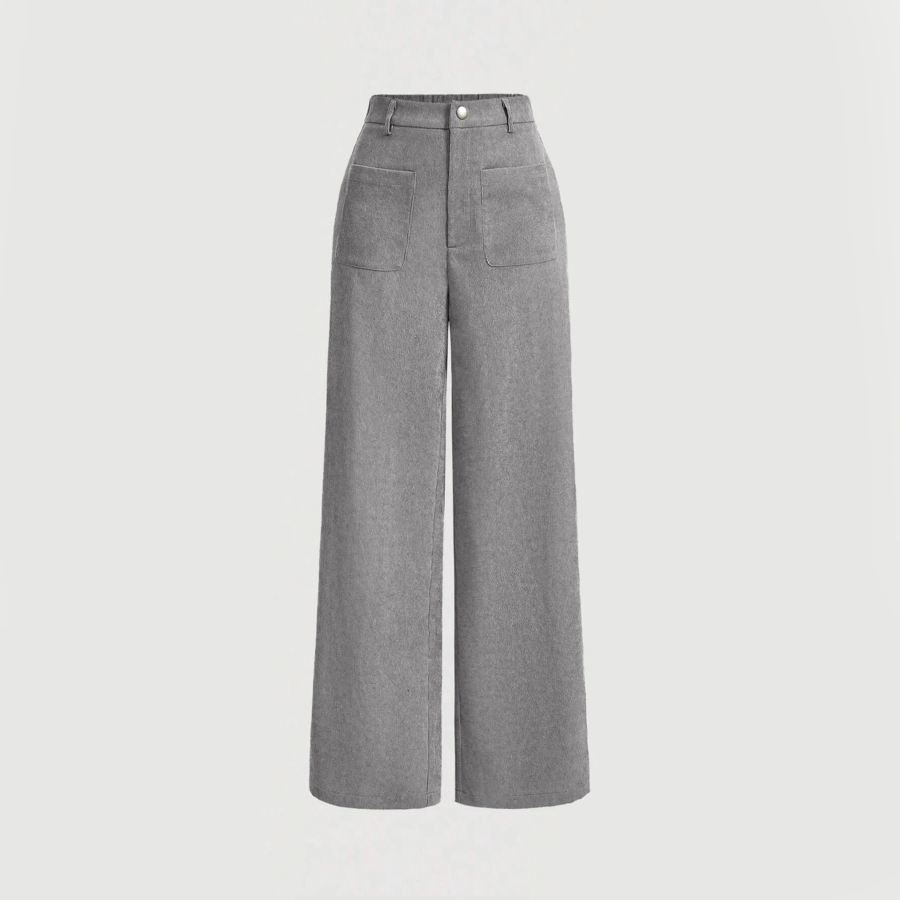 Calça Pantalona de Cintura Alta Cinza 04