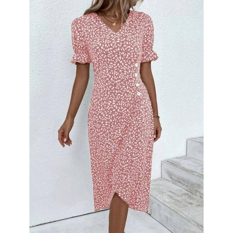Vestido Mídi Transpassado Rosa 2