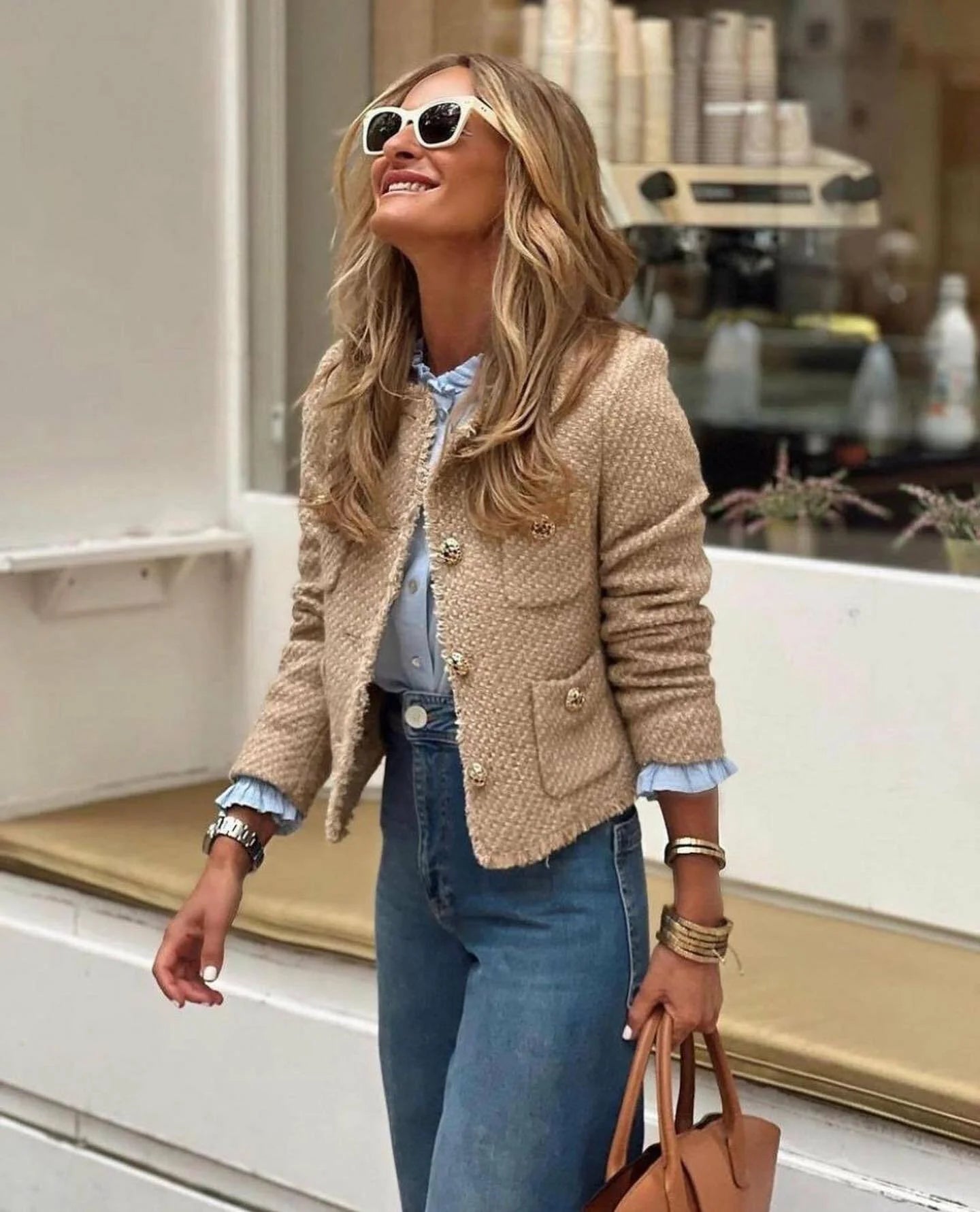 Blazer Feminino Casual Bege 2