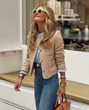 Blazer Feminino Casual Bege 2