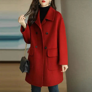 Casaco Feminino de Lã Batida Vermelho 4