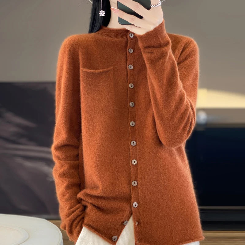 Cardigan Feminino de Lã Caramelo 03