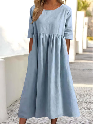 Vestido Mídi Casual Azul Claro 3