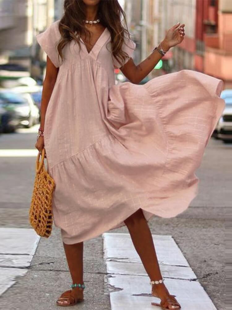 Vestido Mídi Casual Rosa 8