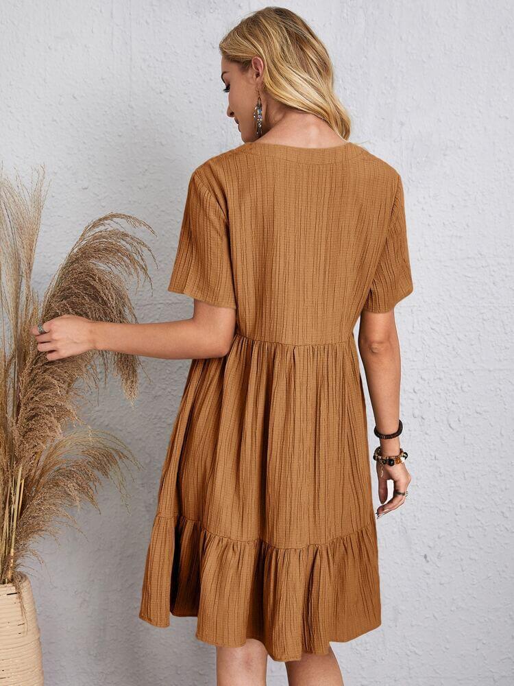 Vestido Curto Casual Marrom 2