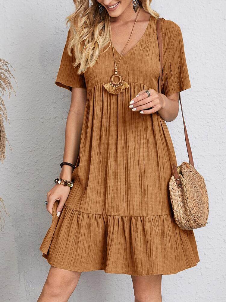 Vestido Curto Casual Marrom 1