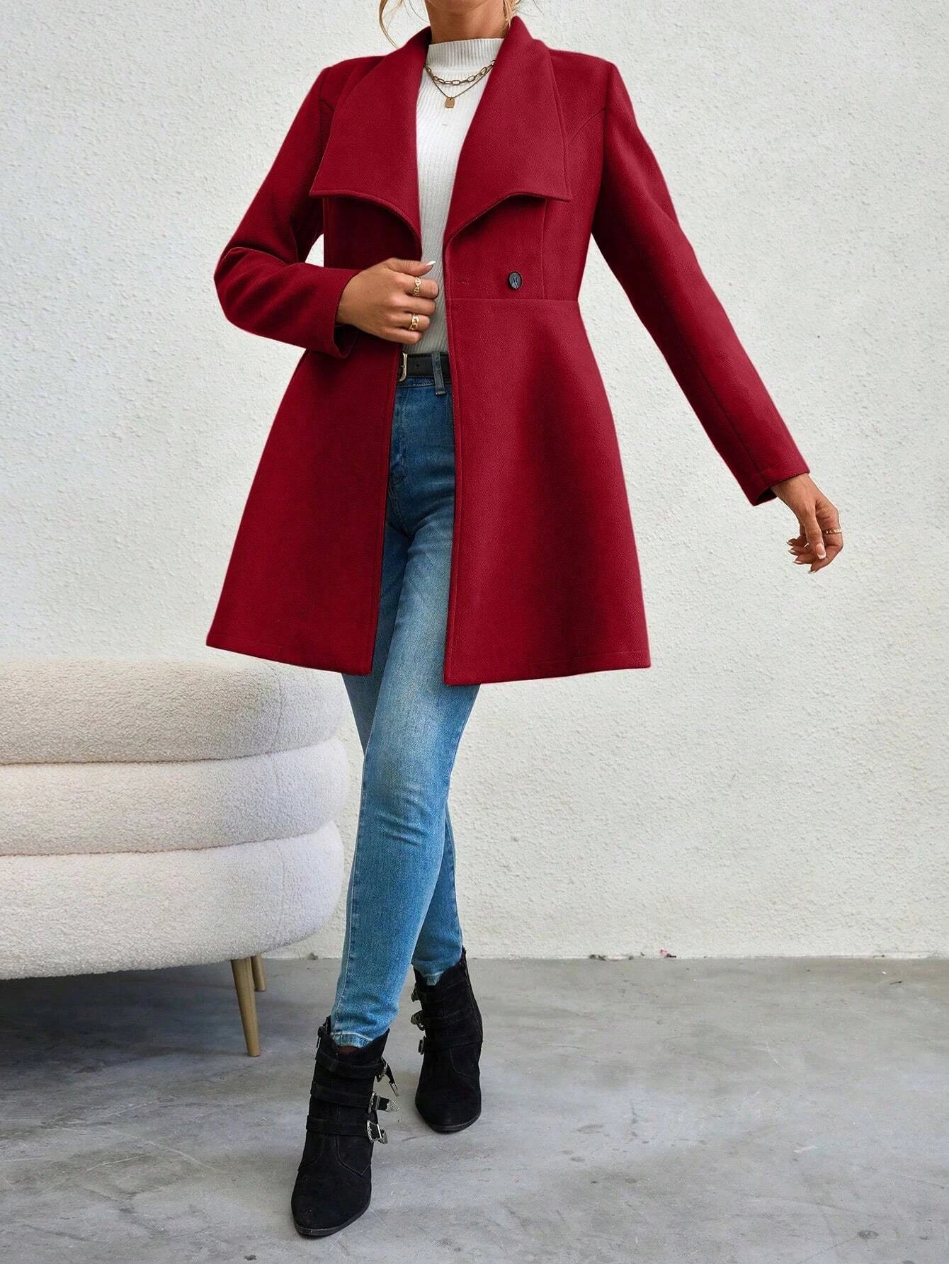 Casaco Feminino de Lã Batida Vermelho 5