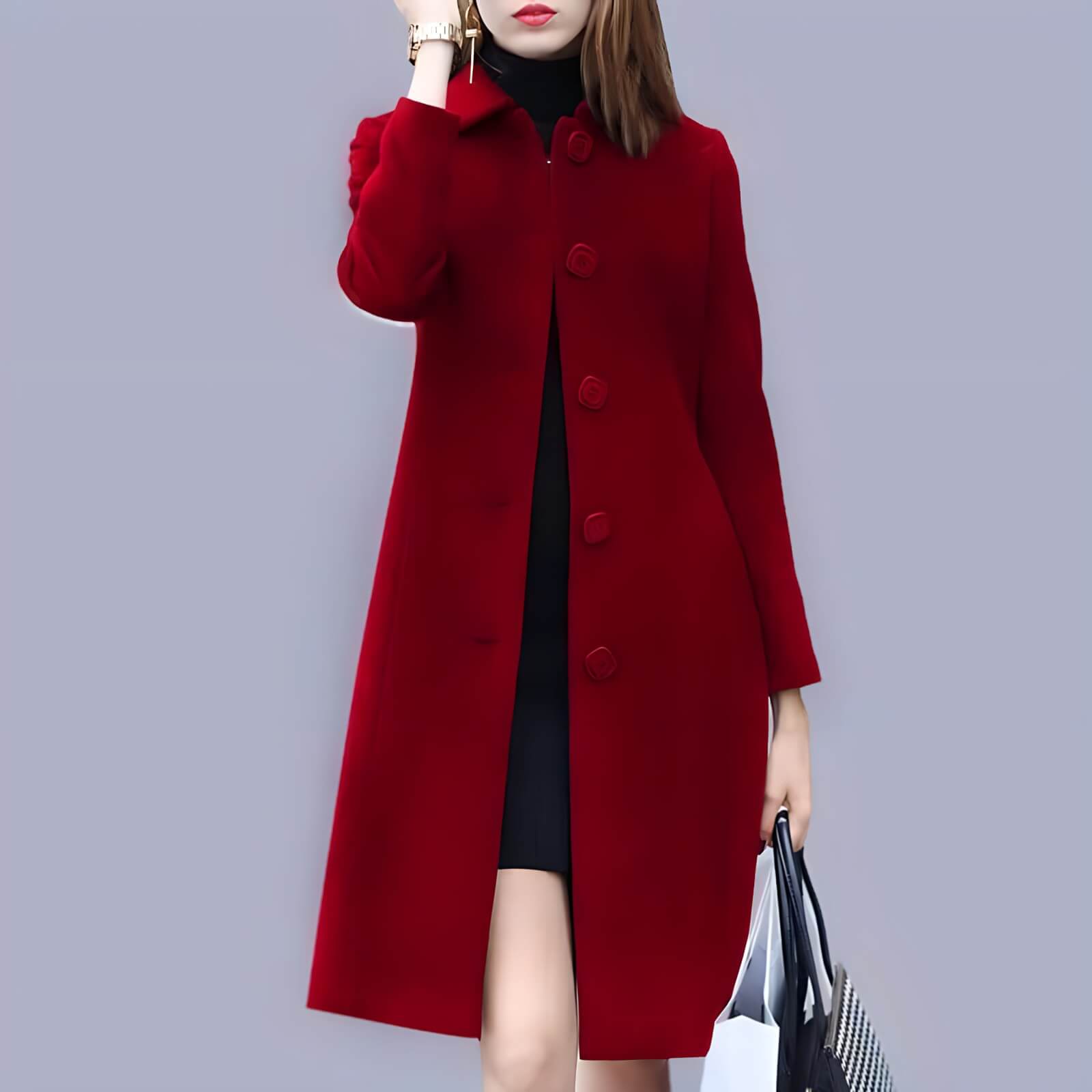 Casaco Feminino de Lã Batida Vermelho 1