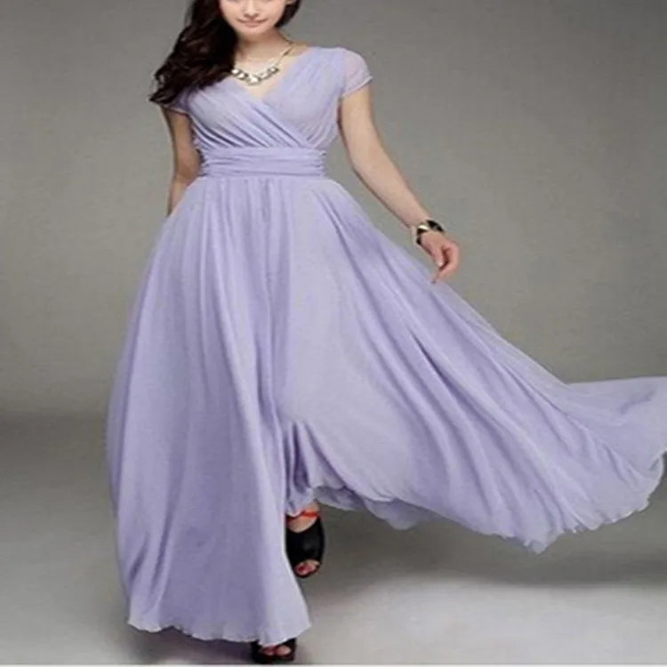 Vestido Longo Elegante Lilás Claro 10