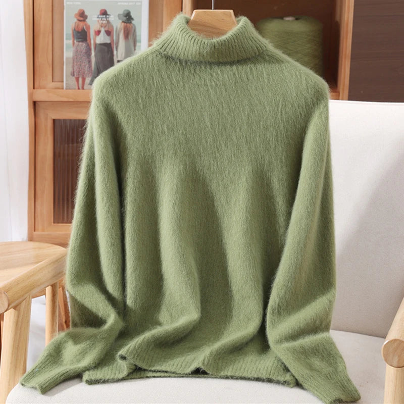 Suéter em Cashmere Gola Alta Verde 12