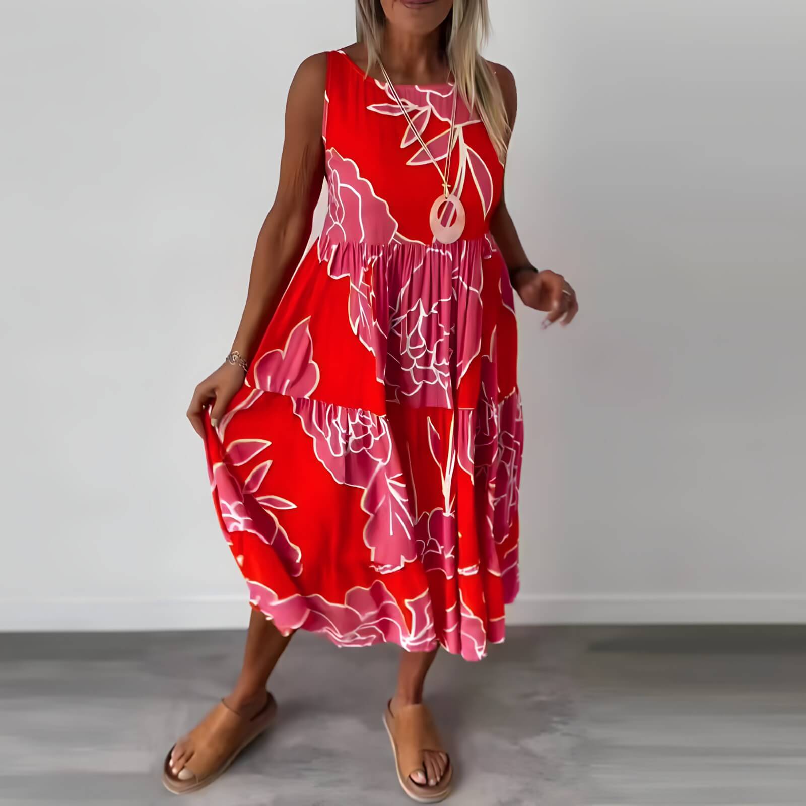 Vestido Mídi Casual Vermelho 2