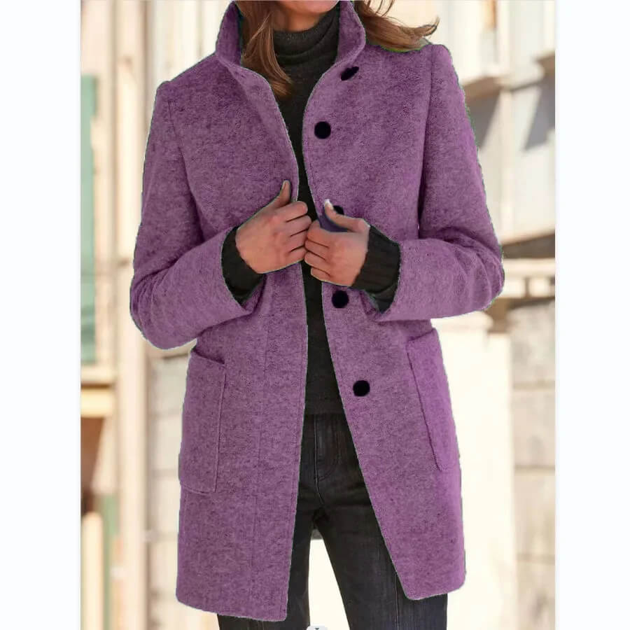 Casaco Feminino de Lã Batida Roxo 5