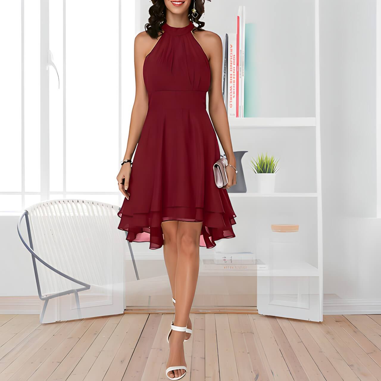 Vestido com Babados Vermelho 1