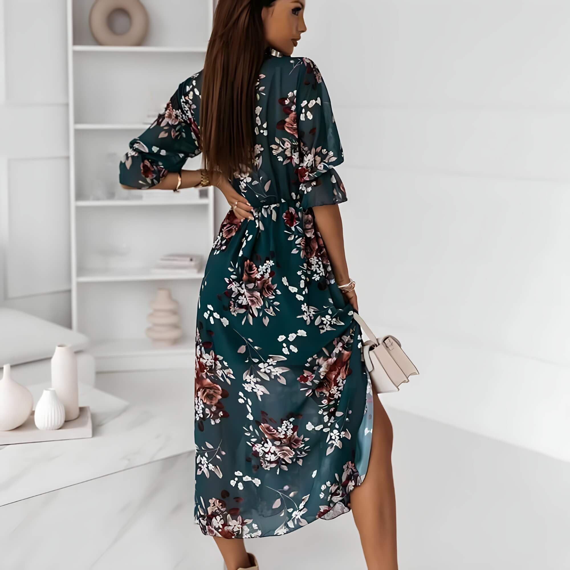 Vestido Mídi de Chiffon Verde 3