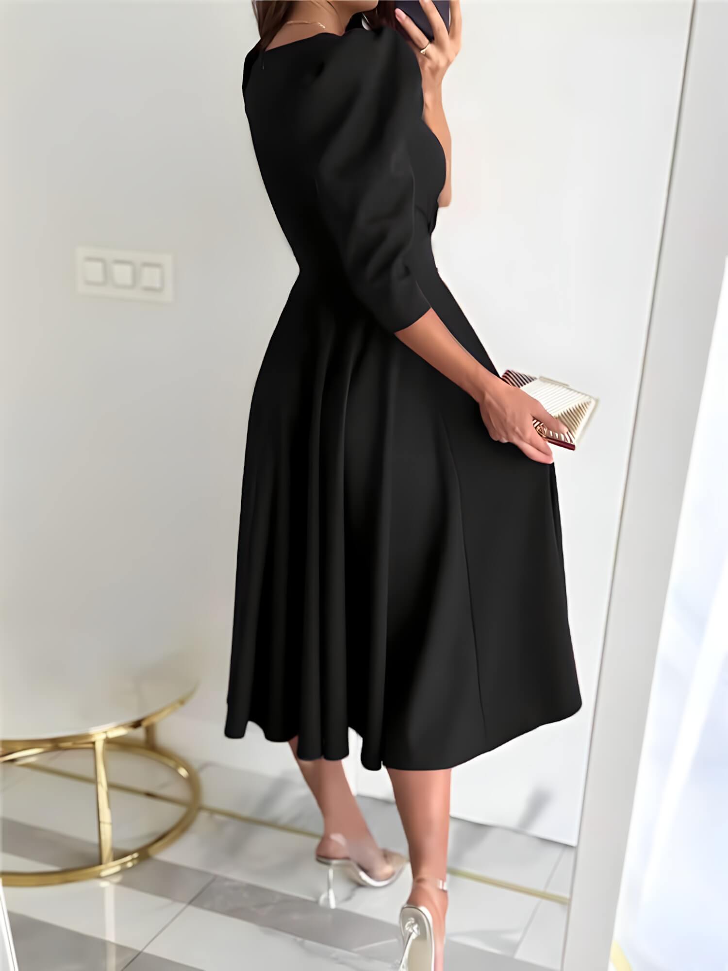 Vestido Mídi Elegante Preto 3