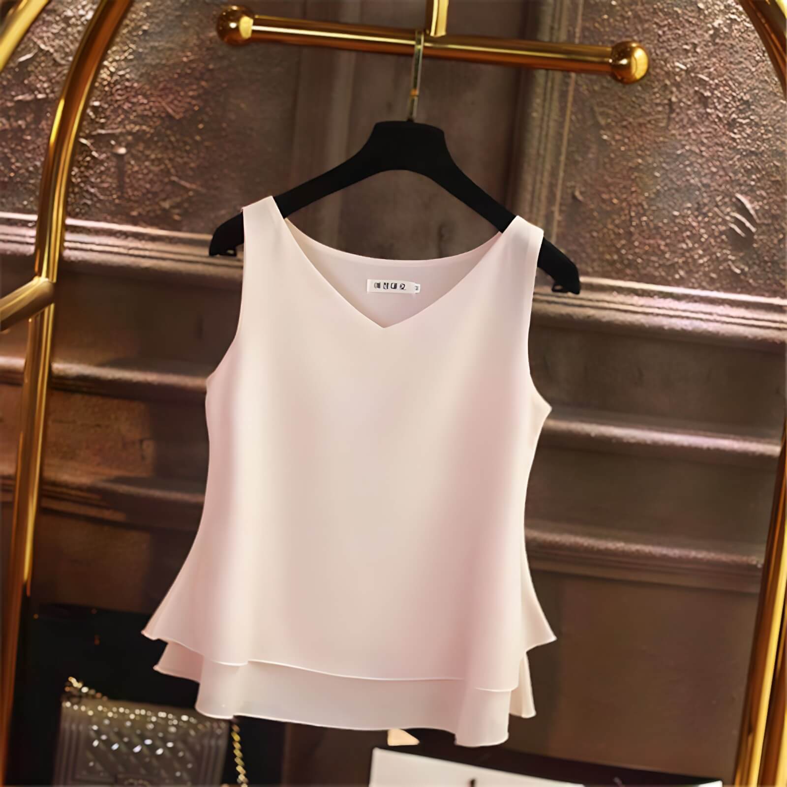 Blusa Regata de Chiffon Rosa Claro 8
