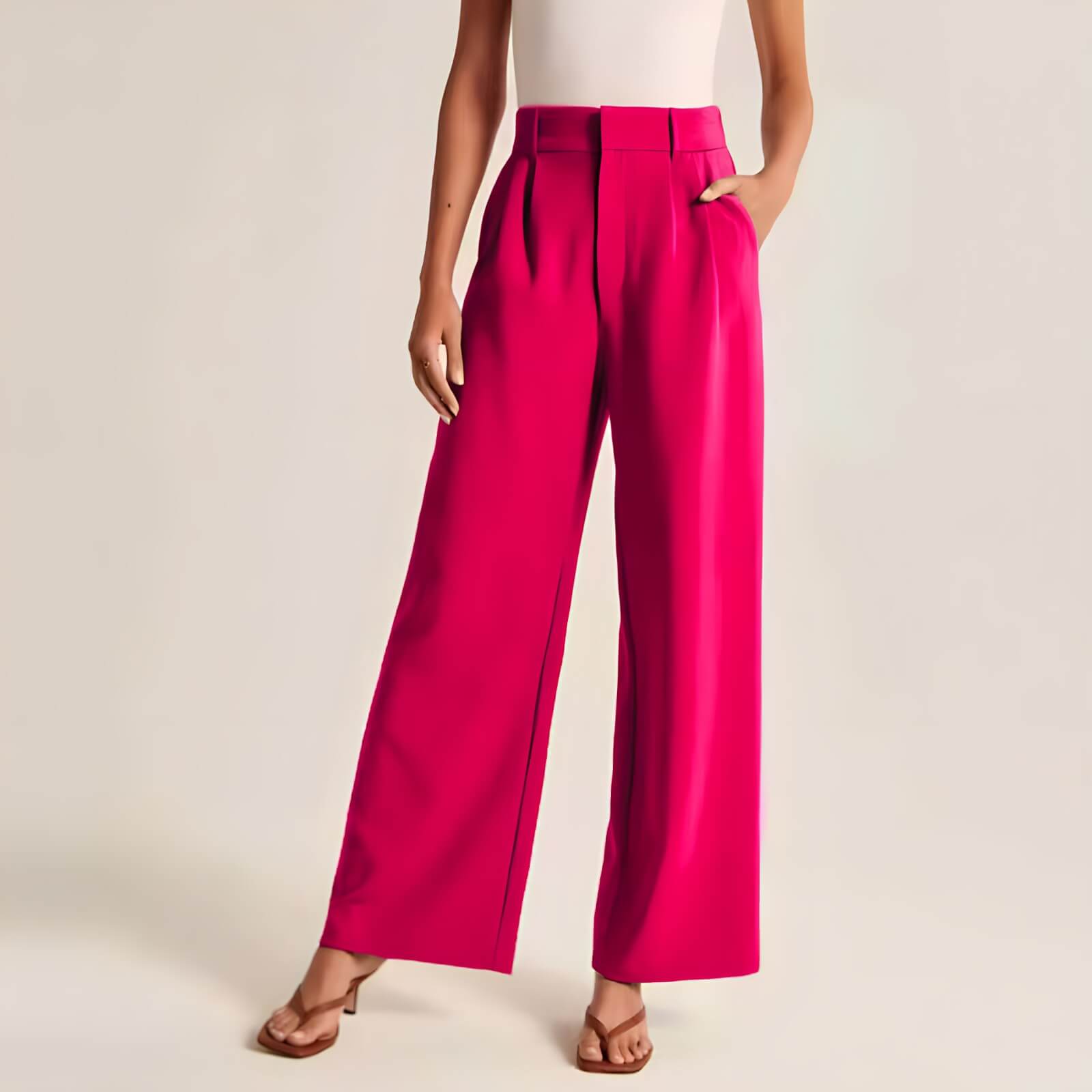 Calça Feminina Wide Leg de Alfaiataria Rosa Pink 9