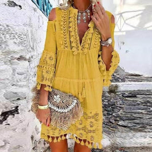 Vestido Curto Rendado Siena Amarelo / P 63