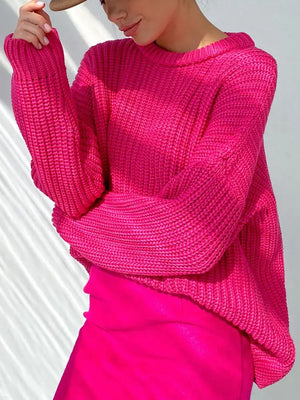 Suéter Feminino de Tricot Oversized Rosa 12