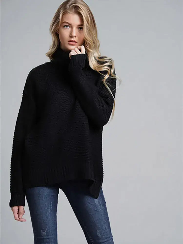 Suéter Gola Alta Feminino Preto 5