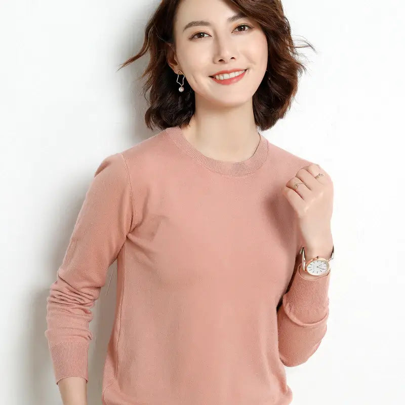 Suéter Feminino Casual Clássico Rose