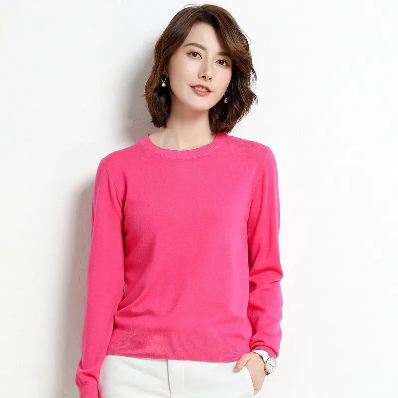 Suéter Feminino Casual Clássico Rosa