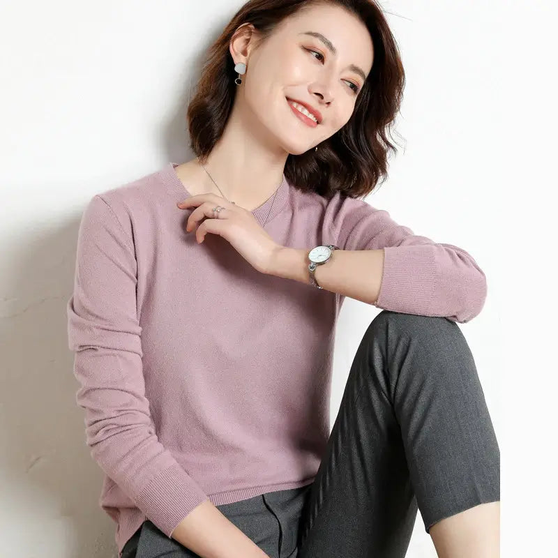 Suéter Feminino Casual Clássico Lilás