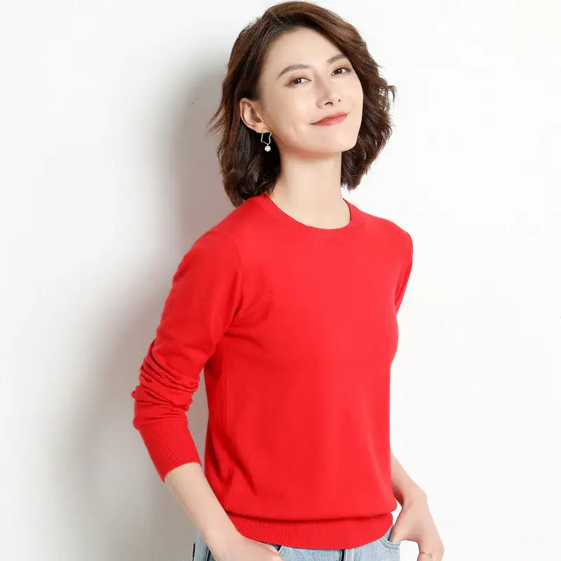 Suéter Feminino Casual Clássico Vermelho