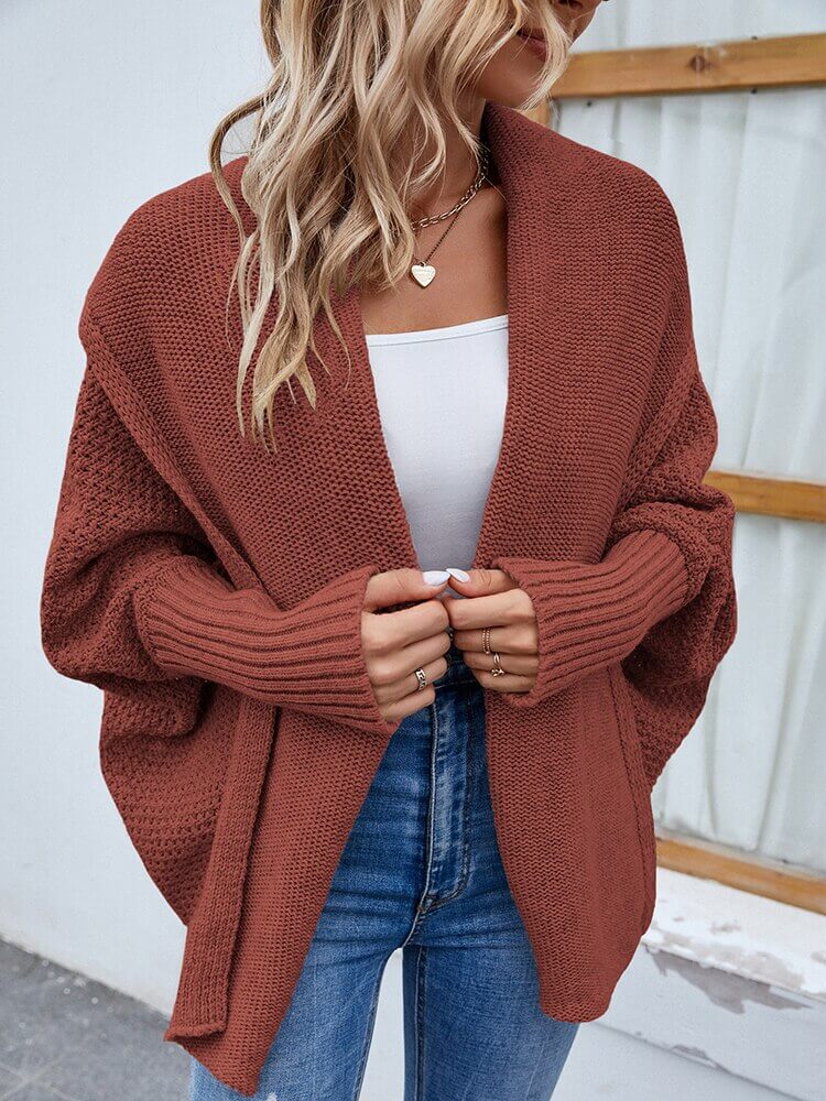 Cardigan Feminino de Tricot Ponto Aberto Caramelo