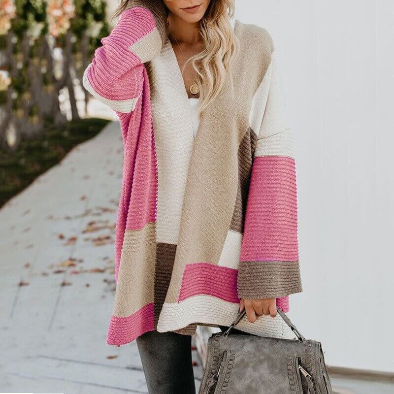 Cardigan Feminino de Lã Ponto Aberto Rosa