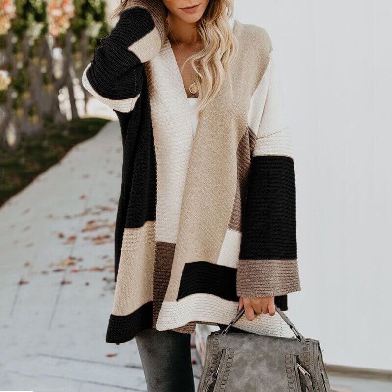 Cardigan Feminino de Lã Ponto Aberto Preto